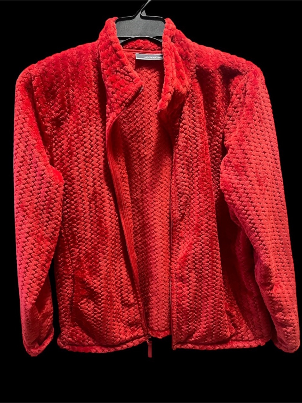 jason maxwell Plush Red Zip Jacket